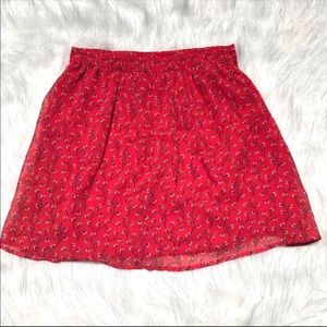 Old Navy Red Floral Skirt XS